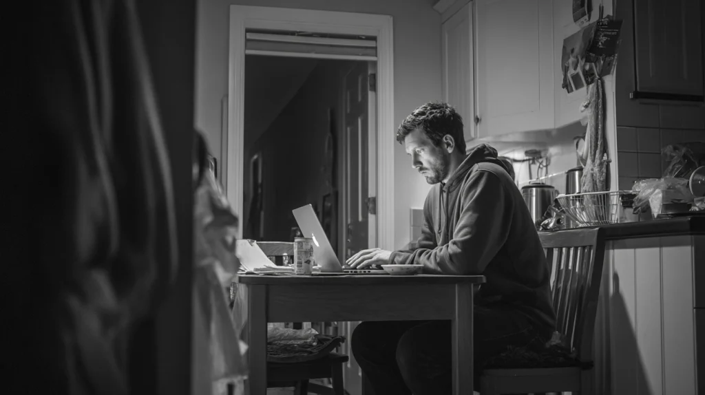 Person som precis lämnat en arbetsintervju och funderar över nästa steg