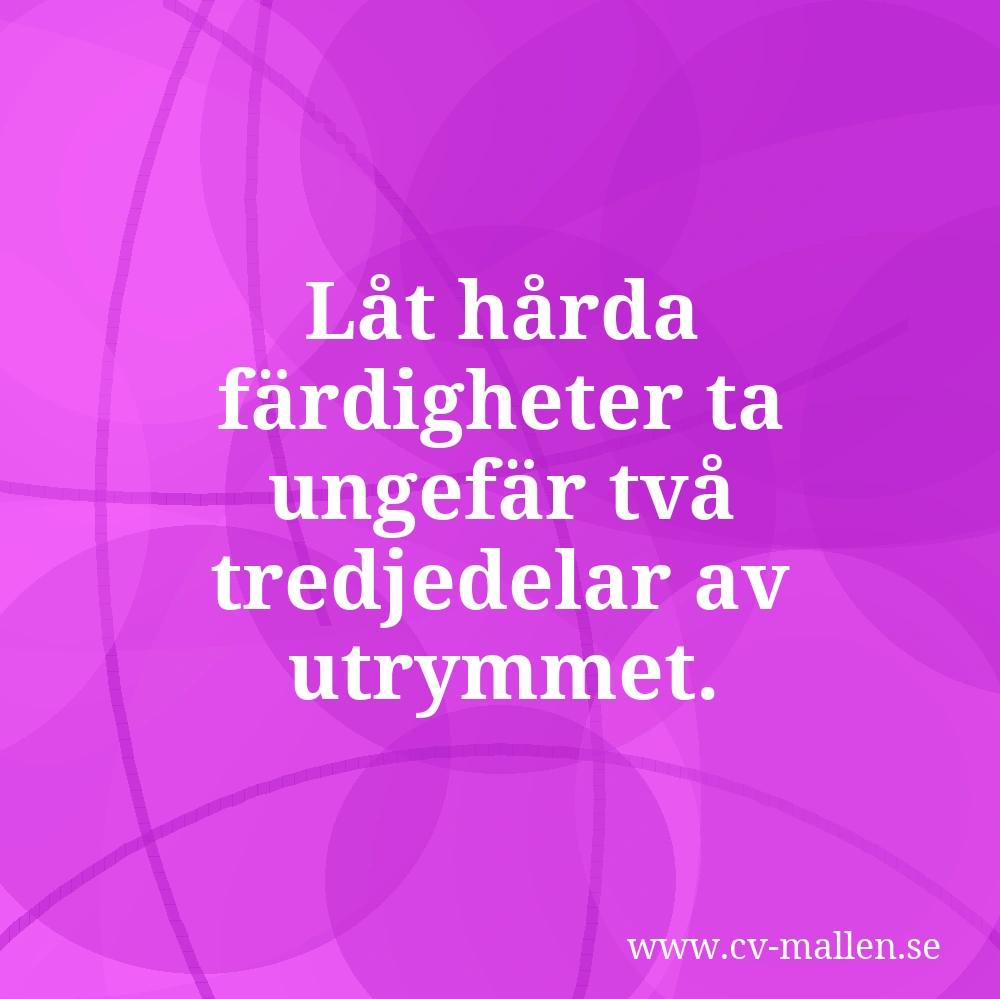 Låt hårda färdigheter ta ungefär två tredjedelar av utrymmet.