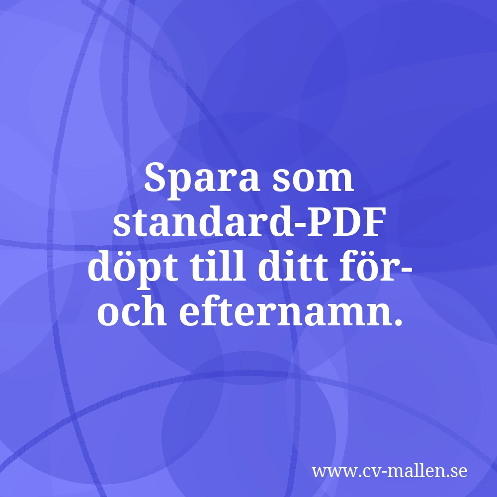 Spara som standard-PDF döpt till ditt för- och efternamn.