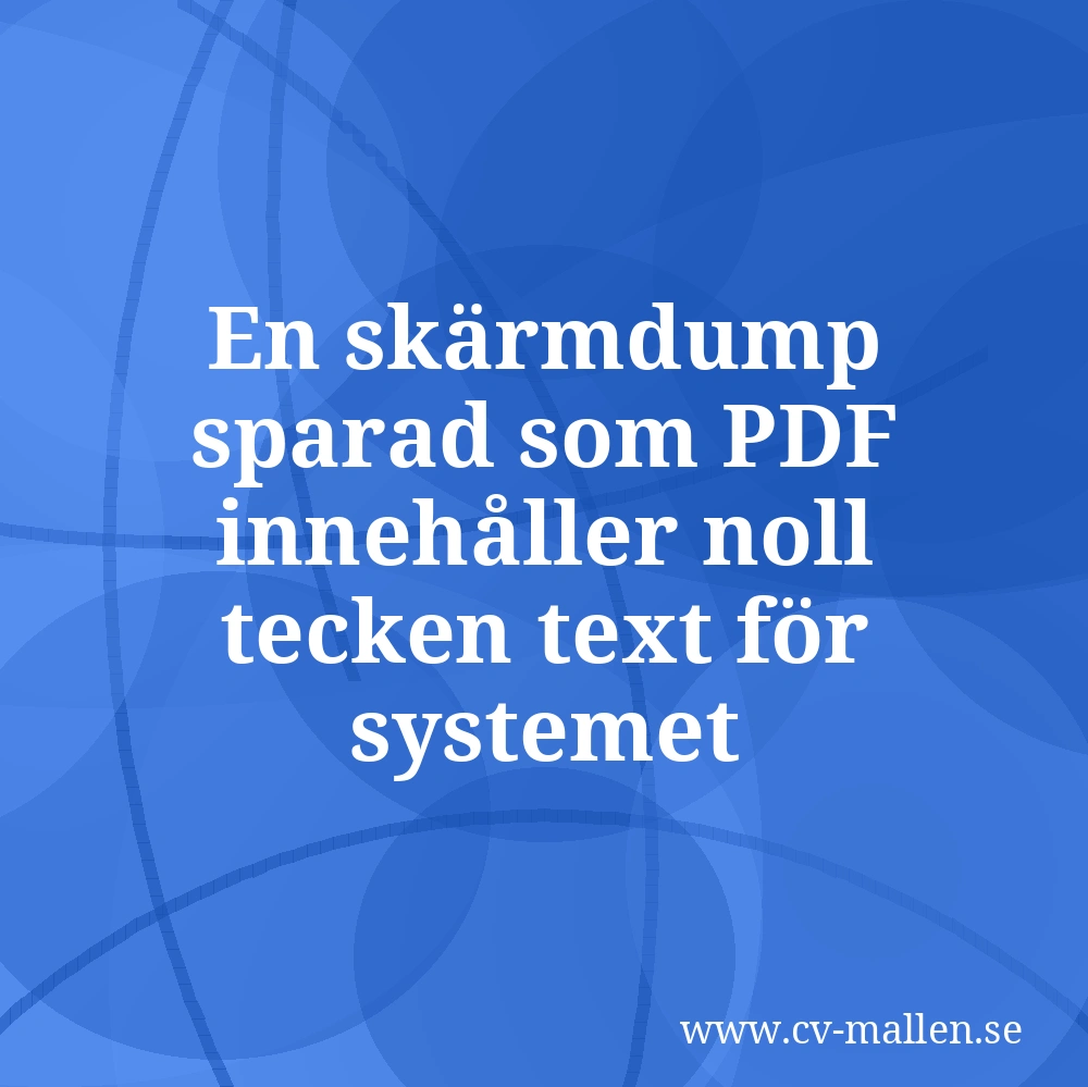 En skärmdump sparad som PDF innehåller noll tecken text för systemet