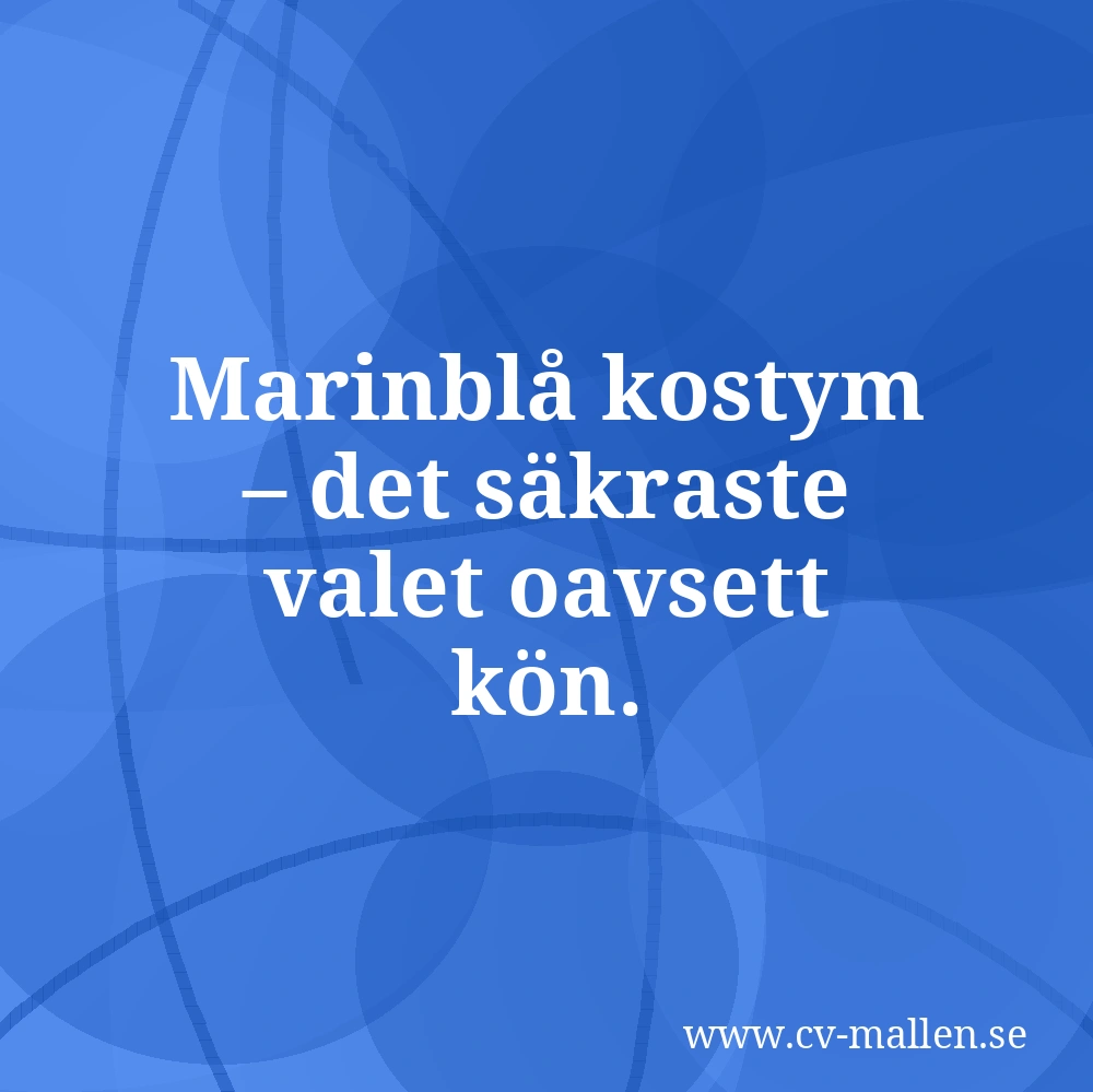 Marinblå kostym – det säkraste valet oavsett kön.