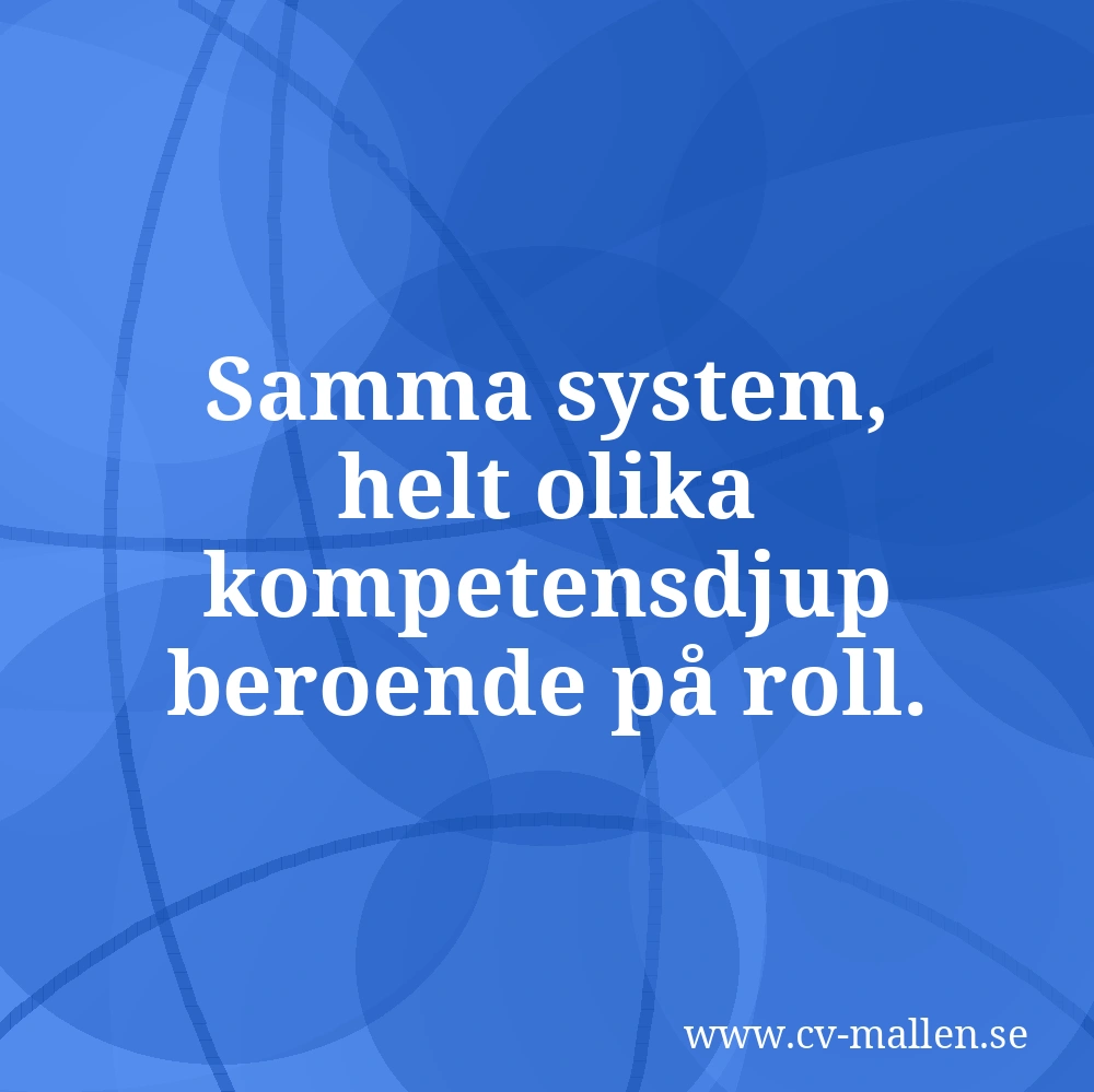 Samma system, helt olika kompetensdjup beroende på roll.