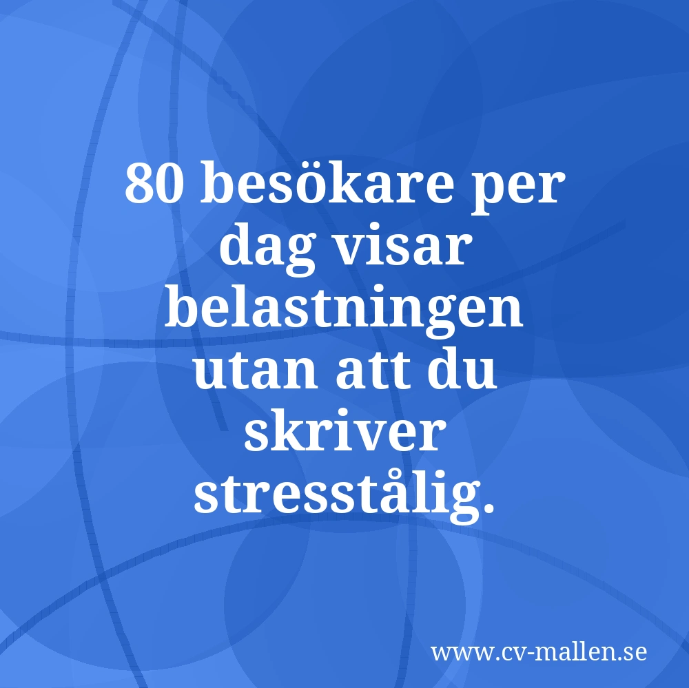 80 besökare per dag visar belastningen utan att du skriver stresstålig.