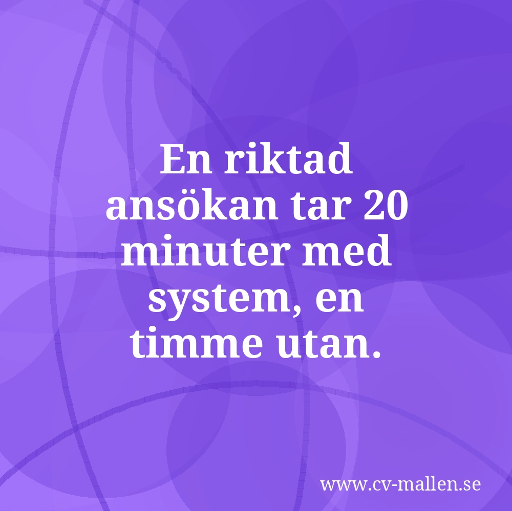 En riktad ansökan tar 20 minuter med system, en timme utan.