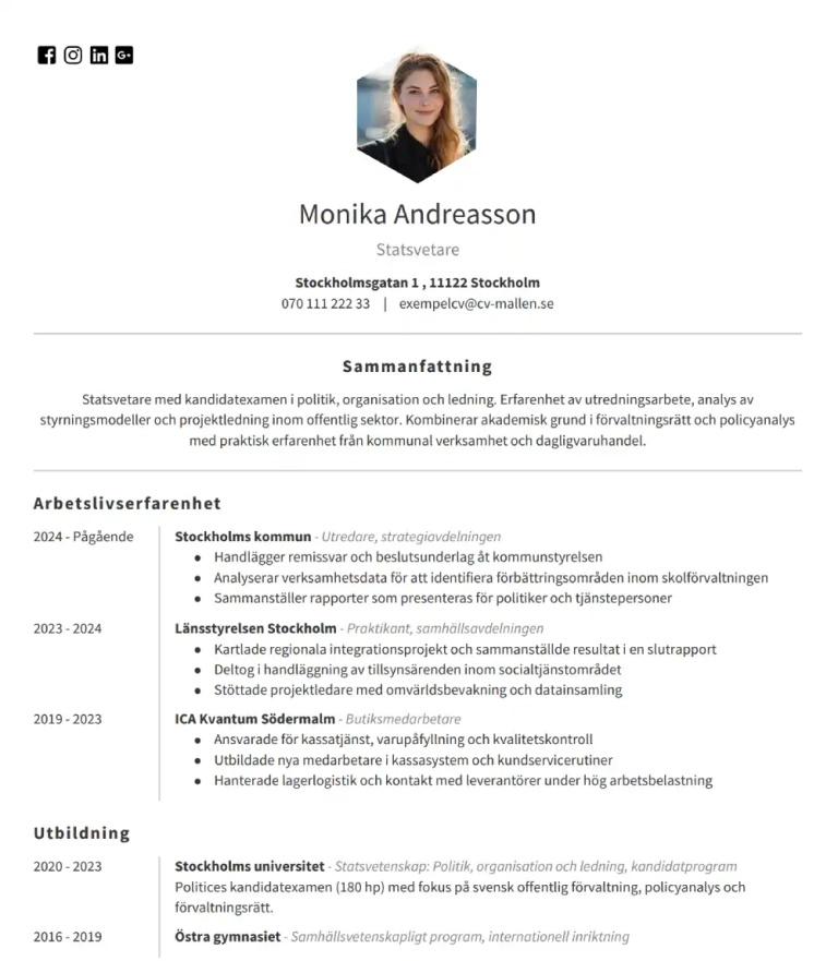 CV för statsvetare: anpassa efter karriärväg och tjänst