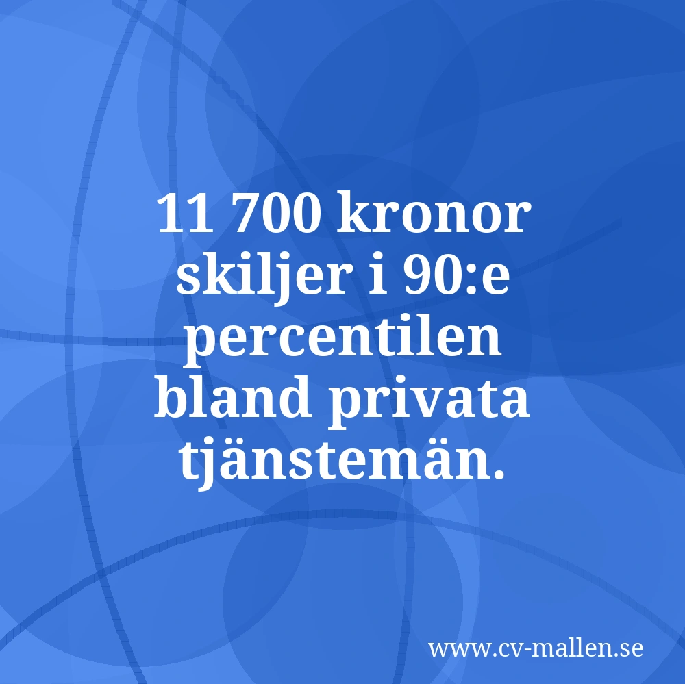 11 700 kronor skiljer i 90:e percentilen bland privata tjänstemän.