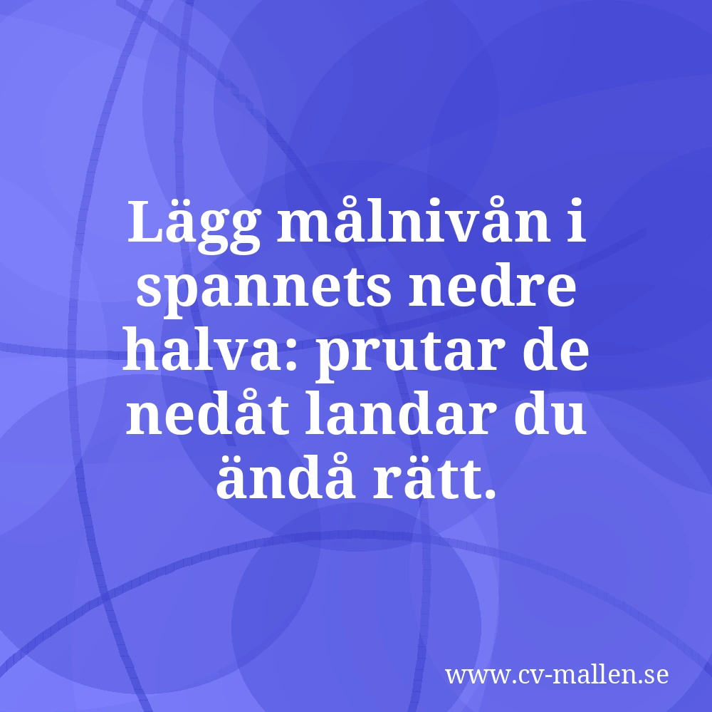 Lägg målnivån i spannets nedre halva: prutar de nedåt landar du ändå rätt.